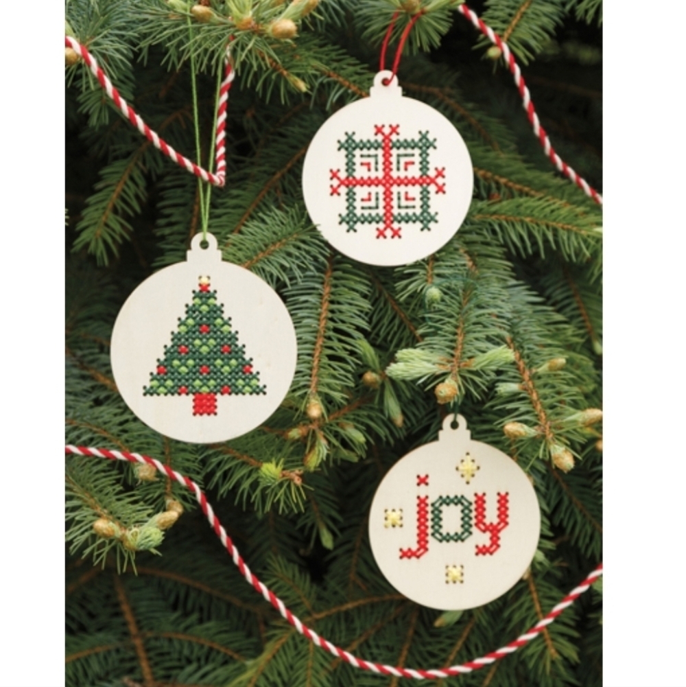 Annie's cross-stitched Christmas ornaments set of 9 - all supplies included